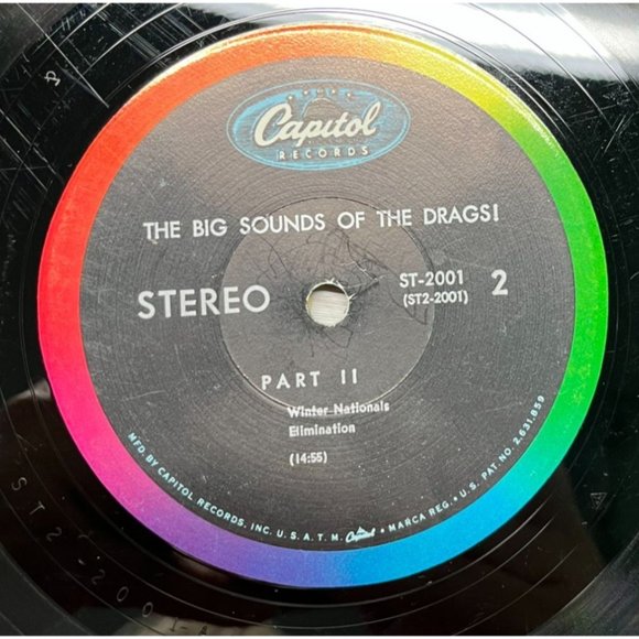 The Big Sounds of Drags LP Capitol ST 2001 Racing Sound Effects Vinyl Record - Picture 3 of 8